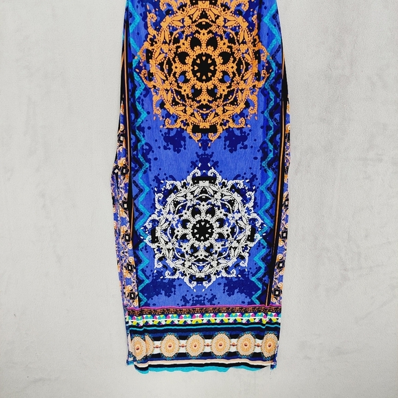 Boutique Blue Gorgeous Medallion Exotic Print Maxi Dress P2436 - Picture 3 of 11